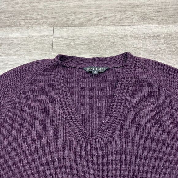 Athleta Sweater Womens Small Purple Merino Wool V Neck Knit - Picture 2 of 12